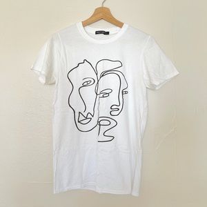 White One Line Drawing Graphic T Shirt
